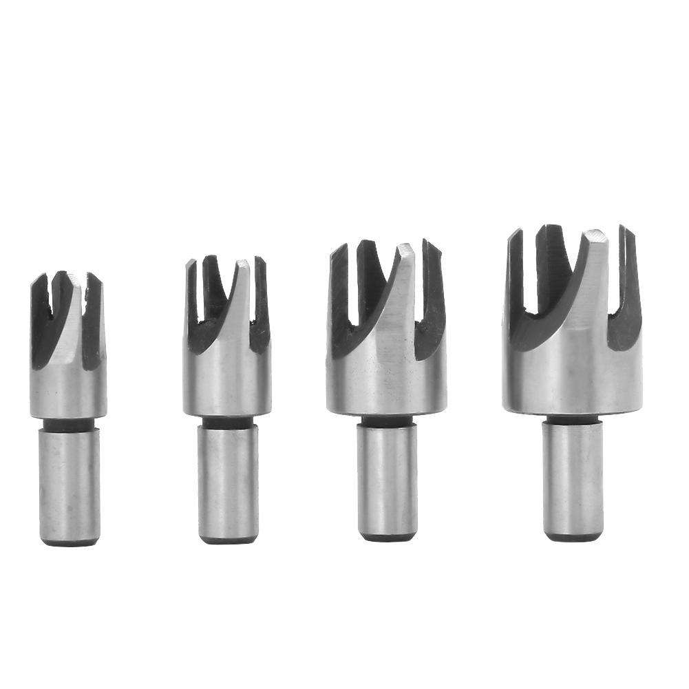 4 Pcs 45# Carbon Steel Tenon Drill Bit Wood Plug Cork Drill Bit Plug Cutter Tool