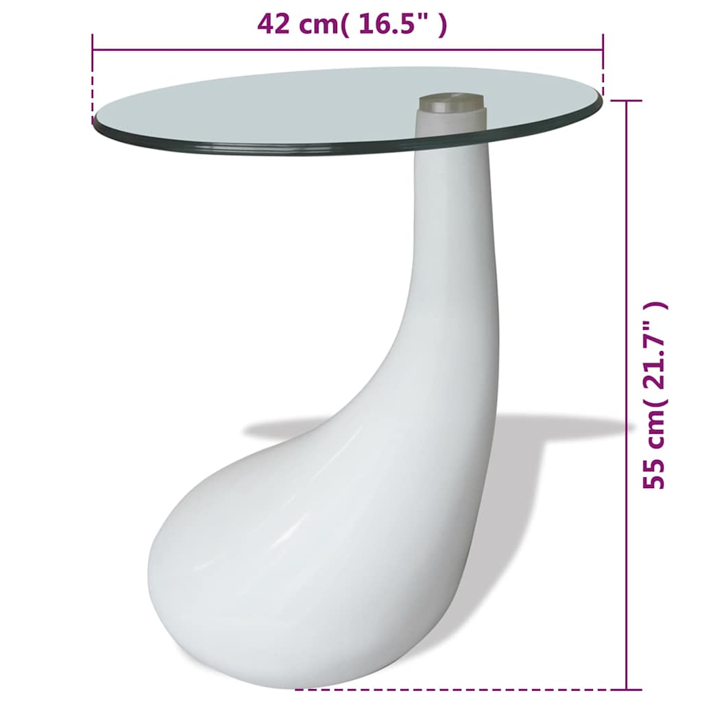 Round Glass Coffee Table with Glossy White Base
