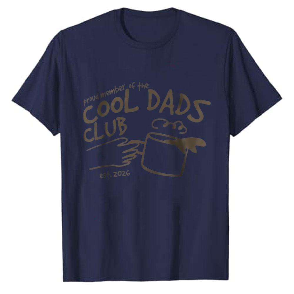 Hand Drawn Coffee Mug Cool Dads Club Sketch Cotton T Shirt Print Fathers Day Gift Tee Casual Papa Daddy Daily Life Family Tops