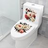 Waterproof Floral Toilet Decals Easy Clean Self Adhesive Fresh Floral Print Stickers for Home Bathroom Refresh Decor