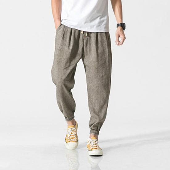 Весна Осень Мужские шаровары Шаровары Свободные завязывающиеся на шнурок эластичные карманы Глубокий шаговый шов с резинкой на щиколотке Однотонные спортивные брюки Повседневная одежда Спортивные брюки