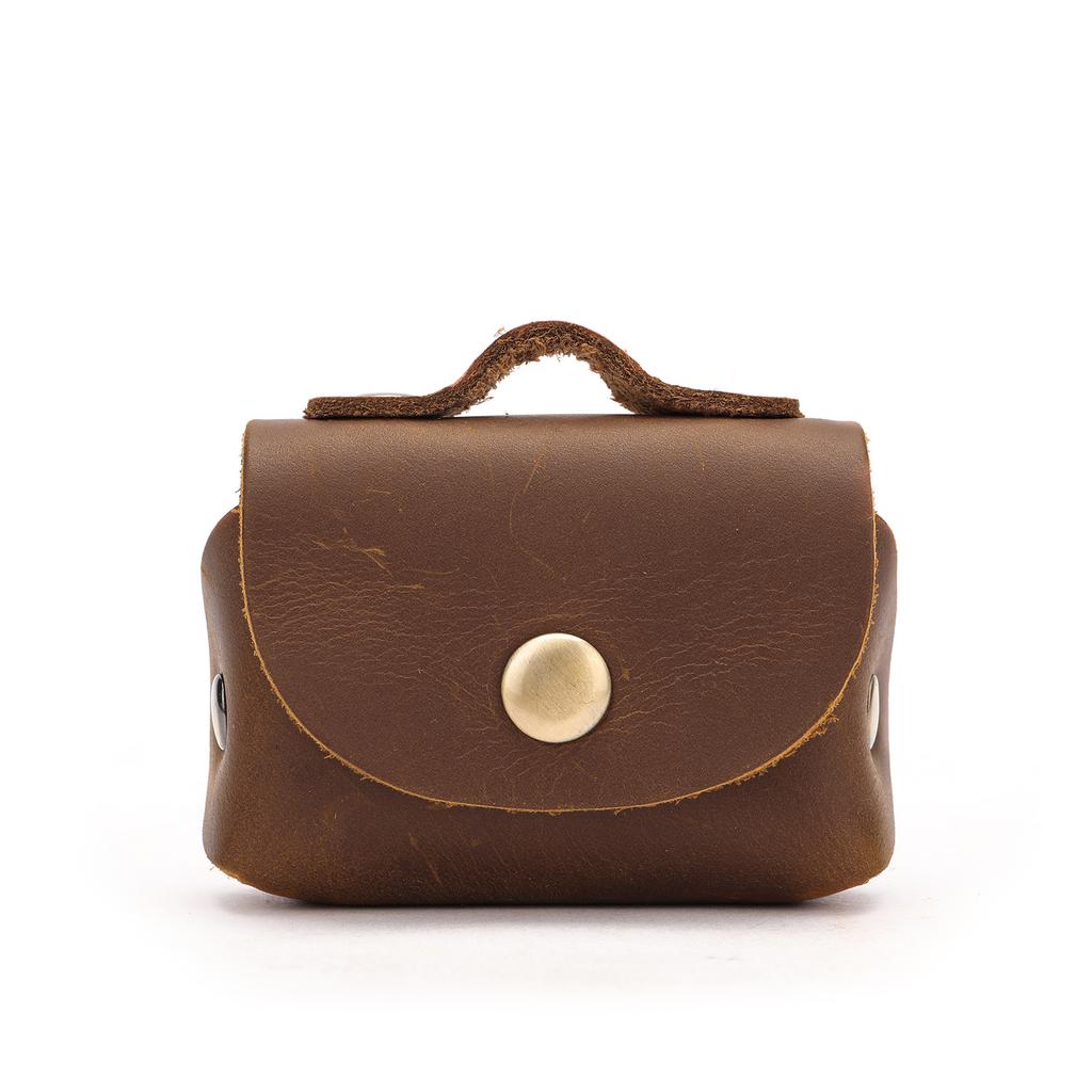 Head Layer Cowhide Coin Bag Mini Earphone Bag Genuine Leather Small Money Bag Small Storage Bag Coin Purse