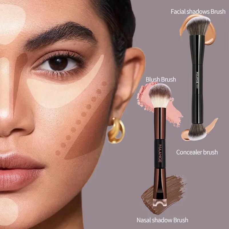 HOT Sale 1PCS Double-headed U-shaped Nose Shadow Loose Powder Brush Double-headed Portable Highlight Brush Foundation Concealer Makeup Tool