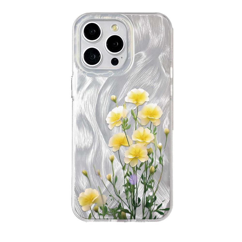 Цветочный чехол для телефона для iPhone 16 11 13 15 Pro Max 14 Plus 12 14promax 13promax 16E X XR 7 8 Силиконовые блестящие чехлы