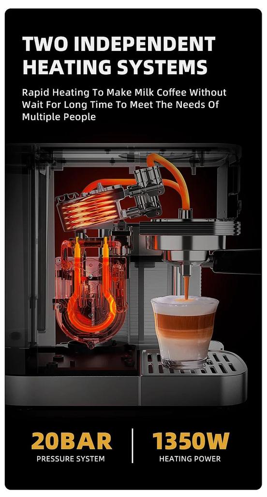 Cafelffe Fully Automatic Espresso Machines Automatic Milk Froth Ground Coffee Stainless Steels Cappuccino maker Cafeteria 20Bar
