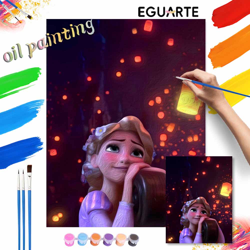 Disney Rapunzel digital oil painting diy handpainted coloring painting home decoration artwork wall art gift decor craft kit bedroom 130