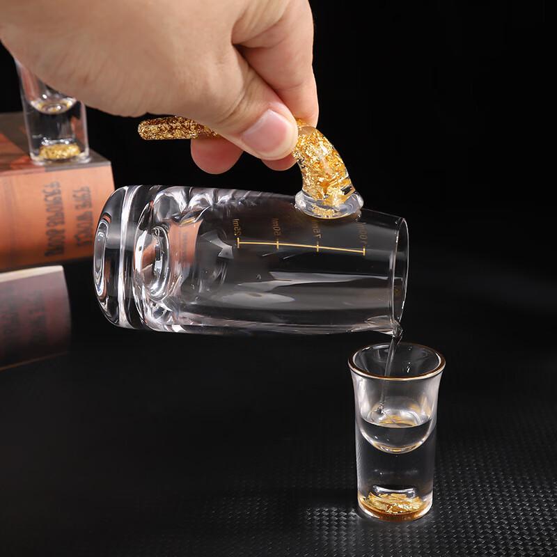 Jinshan Gold Foil Glass Spirit Set (1 Carafe + 10 Cups)