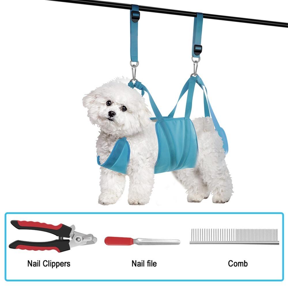Blue Tone Nail Trimming Sling Adjustable Strap Large Dog Grooming Sling Pet Salon Use