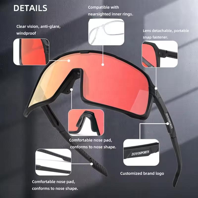 Performance Sports Sunglasses Clear MTB Bicycle Riding Shield Lens Guaranteed Red Polarized Set for Cycling Outdoor Fishing