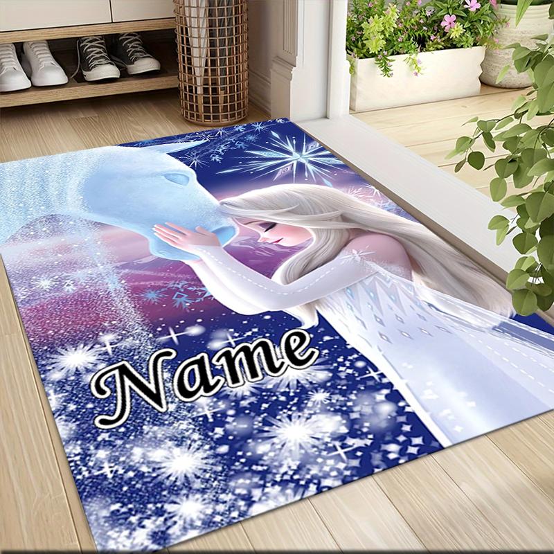 Custom Name Elsa's Magical Frost Carpet Rug Customizable Soft Washable Anti-Slip Home Living Room Sofa Mats Personalized Rug. 0909278
