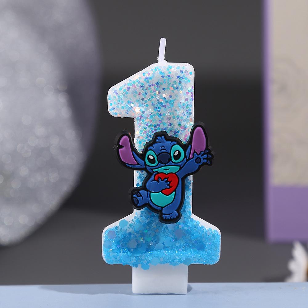 Свеча с блестками Stitch CP: Блестящий цифровой топпер для торта на день рождения