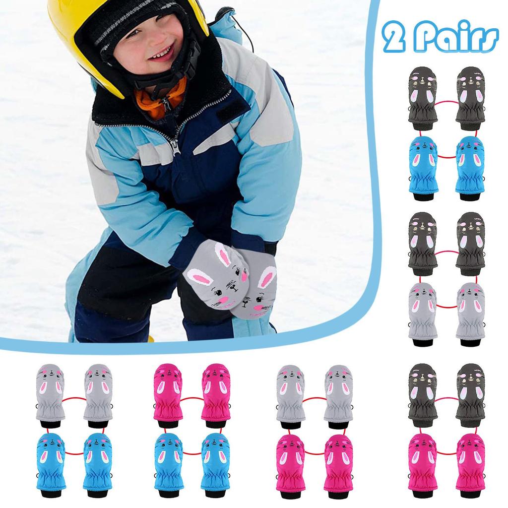 2 пары детских лыжных перчаток для малышей, теплые снежные варежки