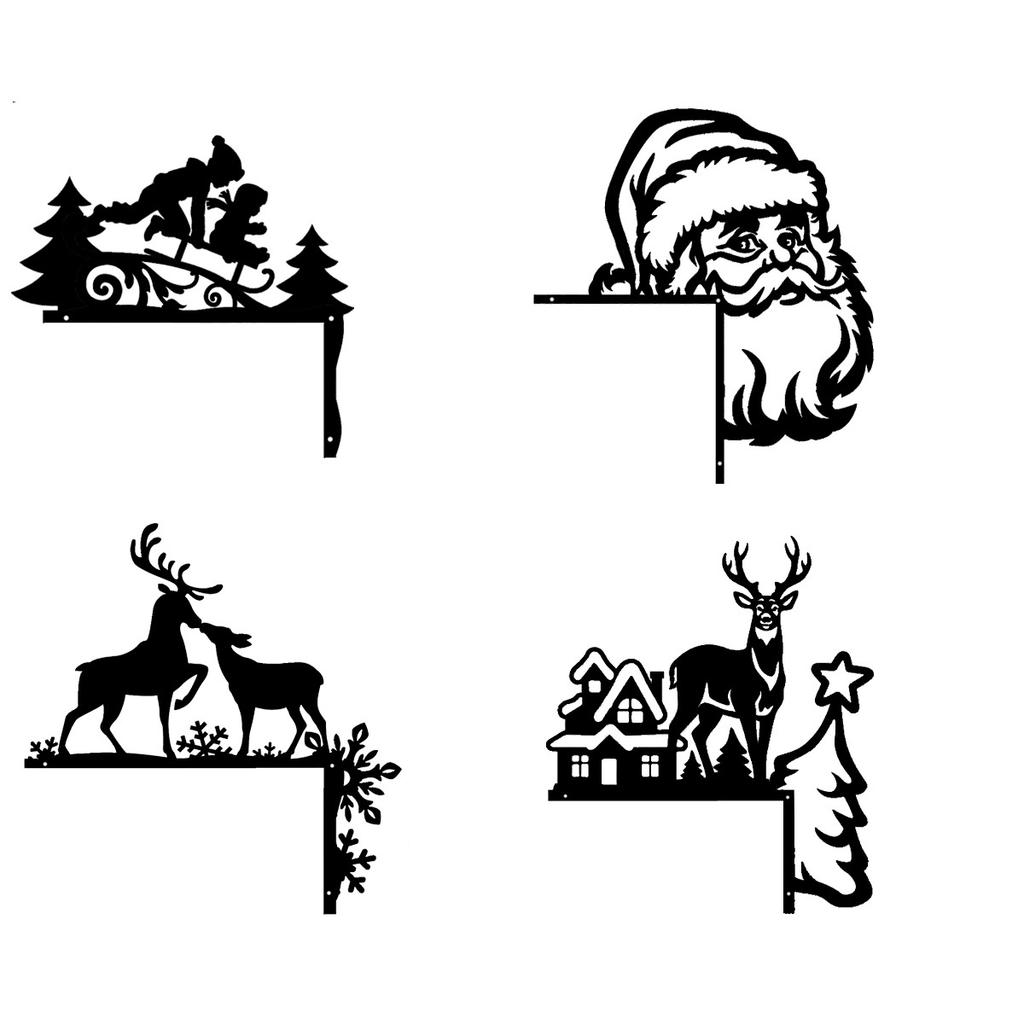 1Pc Christmas Door Corner Metal Sign, Christmas Elements, Christmas Door Sign, Christmas Home Decoration, Window Corner Decoration, Holiday