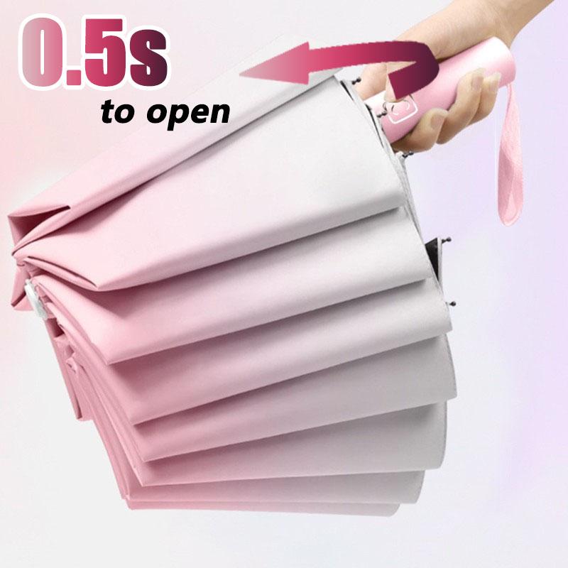 20 Bone Automatic Gradient Color Umbrella for Men Women Large 3 Fold Windproof,Waterproof Sunshade Sun UV Protection Umbrellas