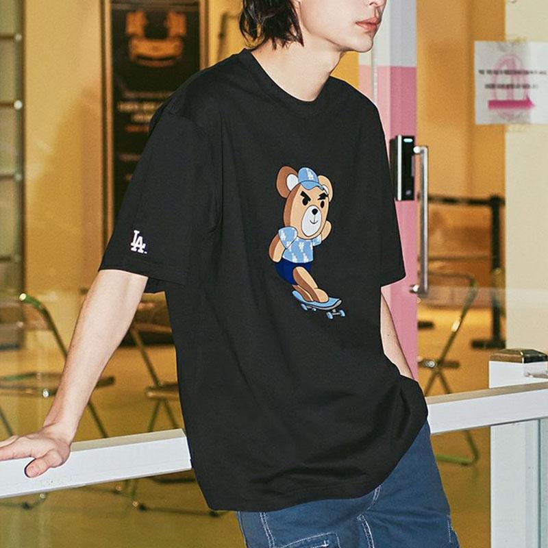 MLB Drop Shoulder Sleeve T Shirt Unisex Black 3ATSE0233-07BKS