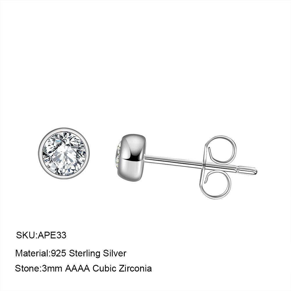SE-2 Classic Four/Six Claw Setting 6mm Diamond Earrings 925 Sterling Silver 5A Zircon Women Earrings Fashion Jewelry