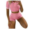 Women's Cotton Casual Outfits Crewneck Short Sleeve 2 Piece Short Set Pajamas