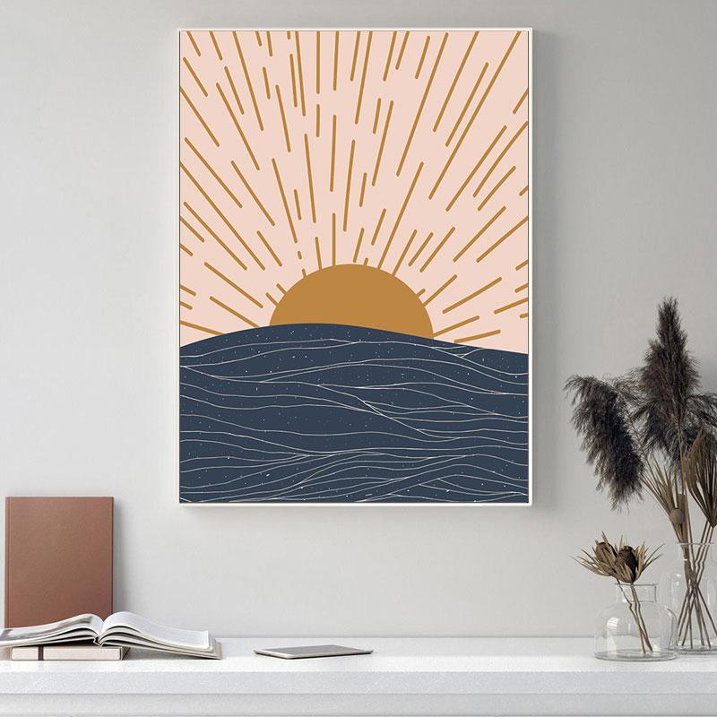 Абстрактное солнце, настенная живопись, постеры и принты в стиле бохо, цветочное лицо, холст, принт, обнаженная женщина, настенные картины для декора гостиной