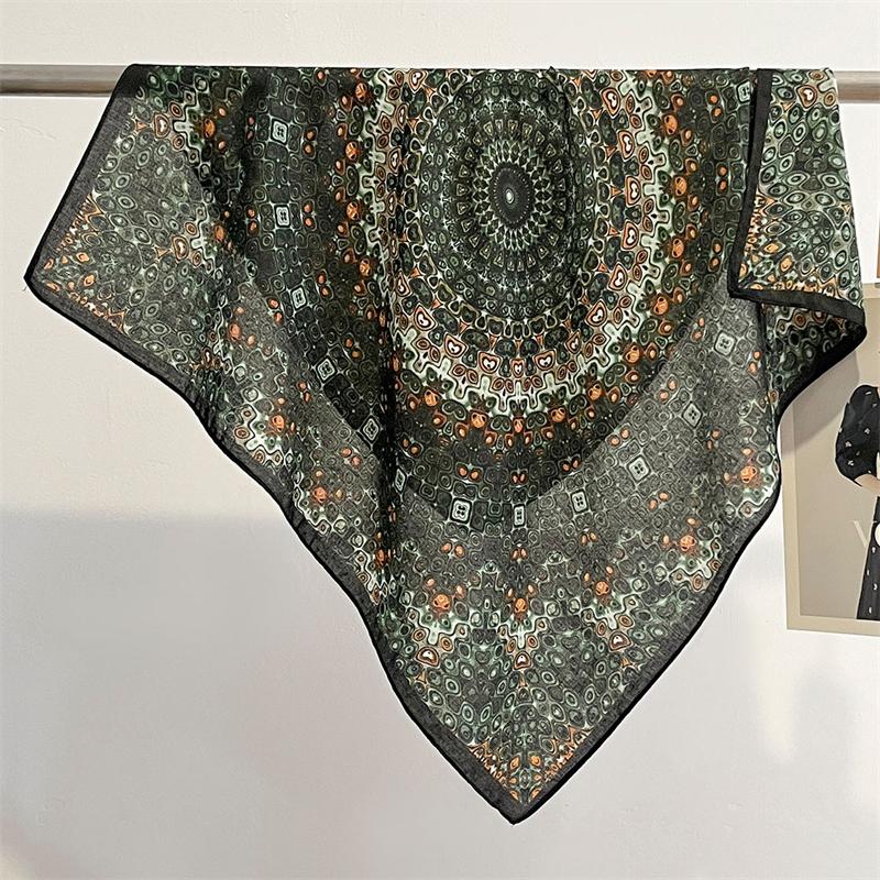 Summer Elegant Women 68cm Cotton Feeling Square Hair Scarf Dot Print Beach Stoles Hijab Shawl Wraps Bandana Echarpe