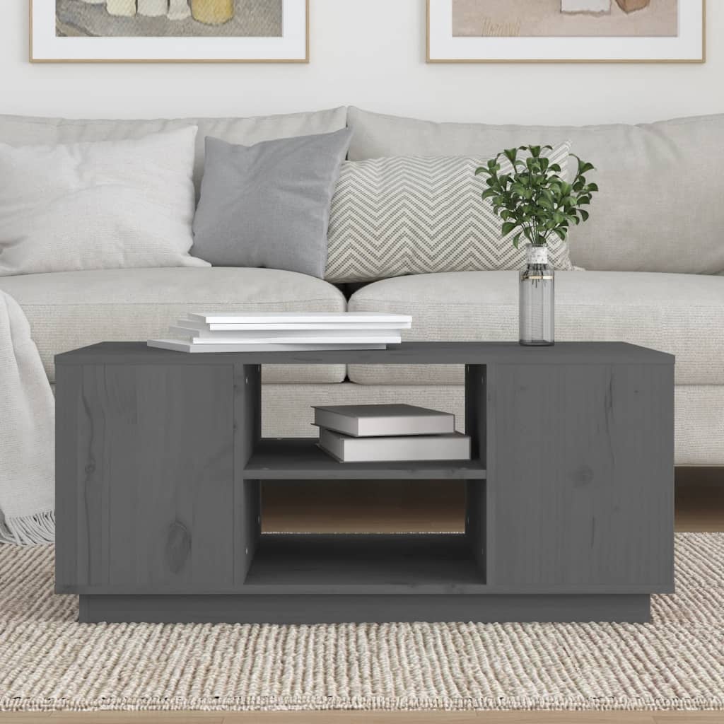 Vidaxl Stolik Kawowy, Szara, 90X49X40,5 Cm, Lite Drewno Sosnowe