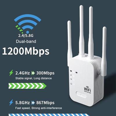 Усилитель Wi-Fi 1200 Мбит/с, 2 порта Lan, беспроводной удлинитель Wi-Fi, 5G, 2,4G, двухдиапазонный усилитель Wi-Fi, усилитель сигнала Wi-Fi дальнего действия, сетевой маршрутизатор 2024