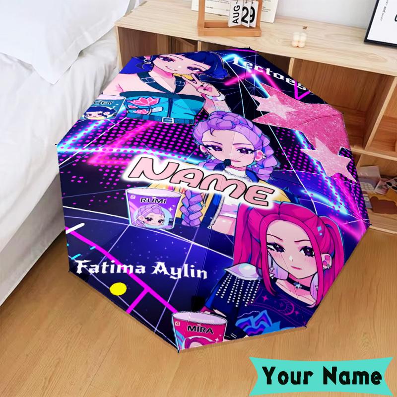Custom Name KPop Cartoon Umbrella, Foldable Umbrella Suitable for Outdoor Shopping Travel Sports, Exquisite Gift for Family
