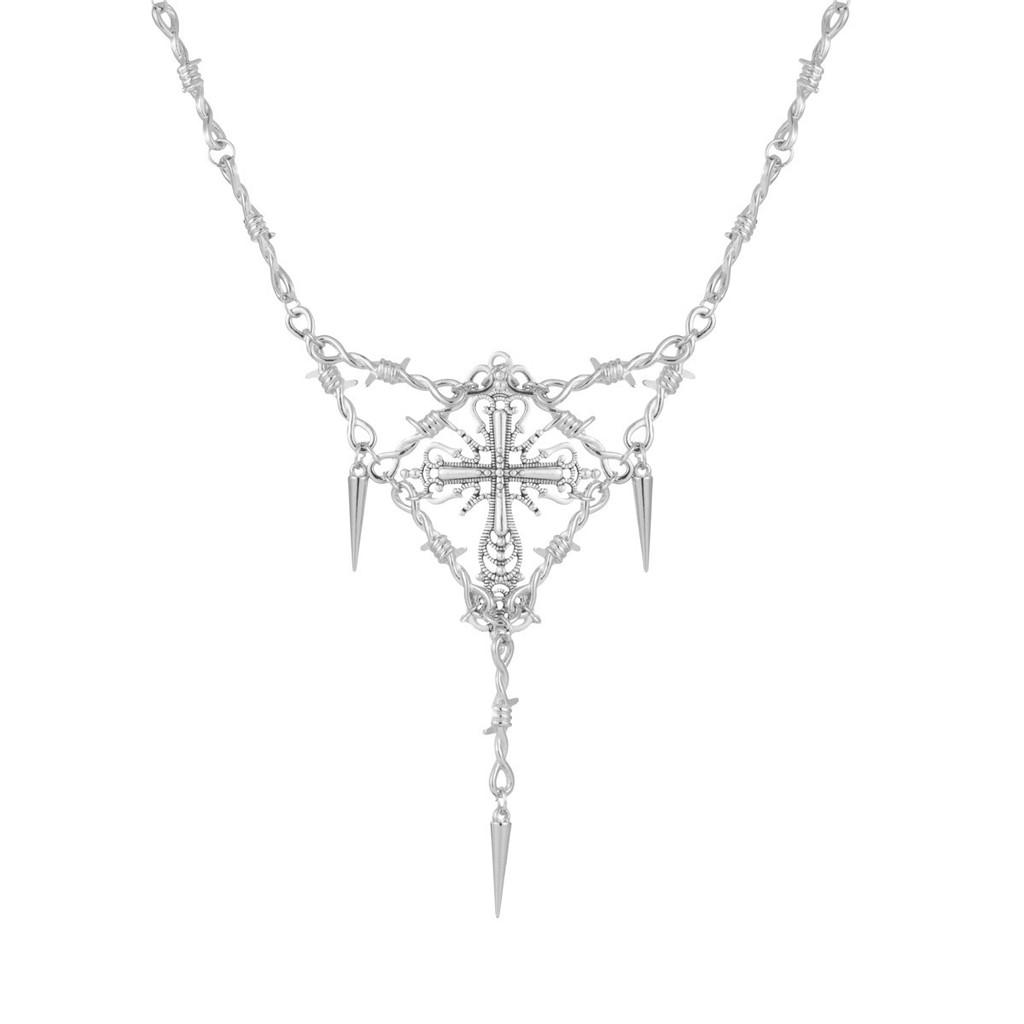 Trendy Thorn Cross Pendant Chain Necklace For Women Perfect For Stylish Everyday Wear