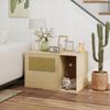 Cat Litter Box Furniture Sand Box With Scratching Pad And Rattan Door 80x50x50 Cm Oak