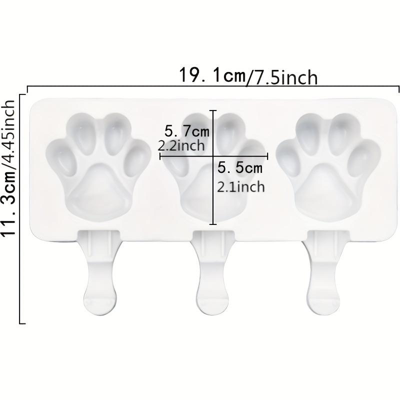 Форма для мороженого и мусса «Кошачья лапка» из пищевого силикона — 3 полости, в форме персонажа мультфильма, в комплекте 20 деревянных палочек