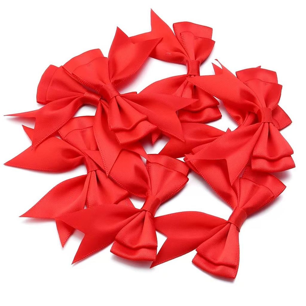 10Pcs Beige Purple Polyester Ribbon Bows Double Deck Bow Patch DIY Gift Clothes Decoration