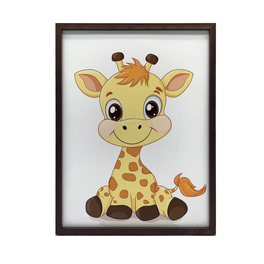 Baby Giraffe - Decorative Poster Baby Giraffe - Decorative Poster, 30X40 Cm, Light Oak Wooden Frame, Matte Paper 230 Gsm