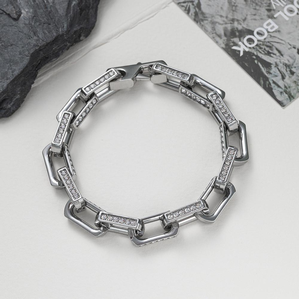Titanium Steel Diamond Inlaid Hiphop Bracelet For Men Women Gift Choice