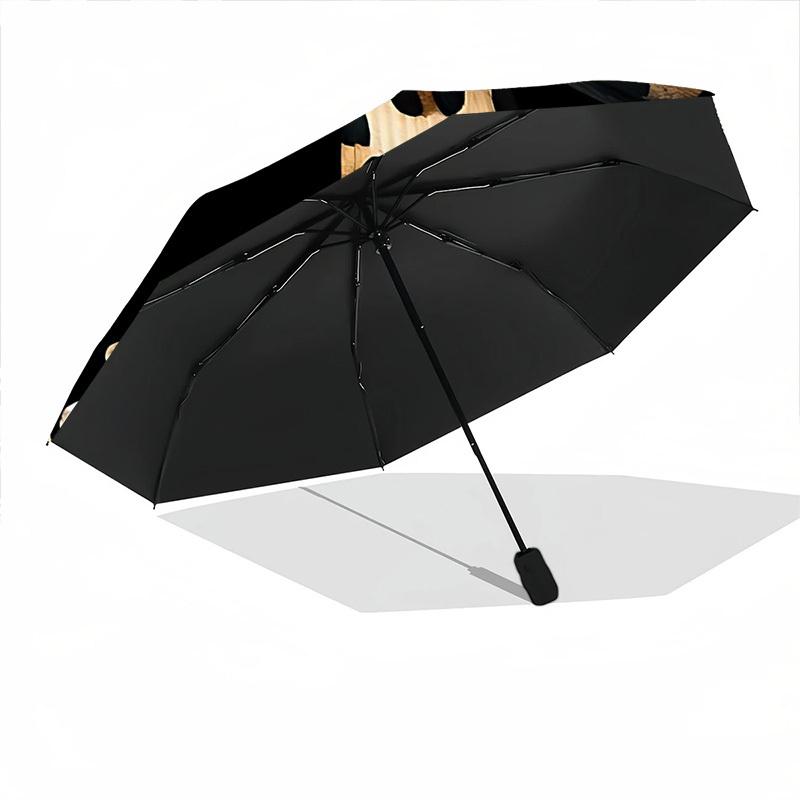 1pc Leopard Bow Automatic Folding Umbrella, 8-Rib Durable Iron Frame, Compact Travel Umbrella for Women & Men 050
