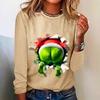 Женские футболки с круглым вырезом, 3D-принтом, забавным рождественским узором джинна, модные, повседневные, с длинным рукавом