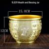Brass Rice Jar: Home Decoration Treasure Basin with Hundred Blessings Couplet