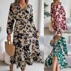 Women's Dresses Casual Floral Waisted Long Sleeve Ruffle Dresses Fashion Long Skirt