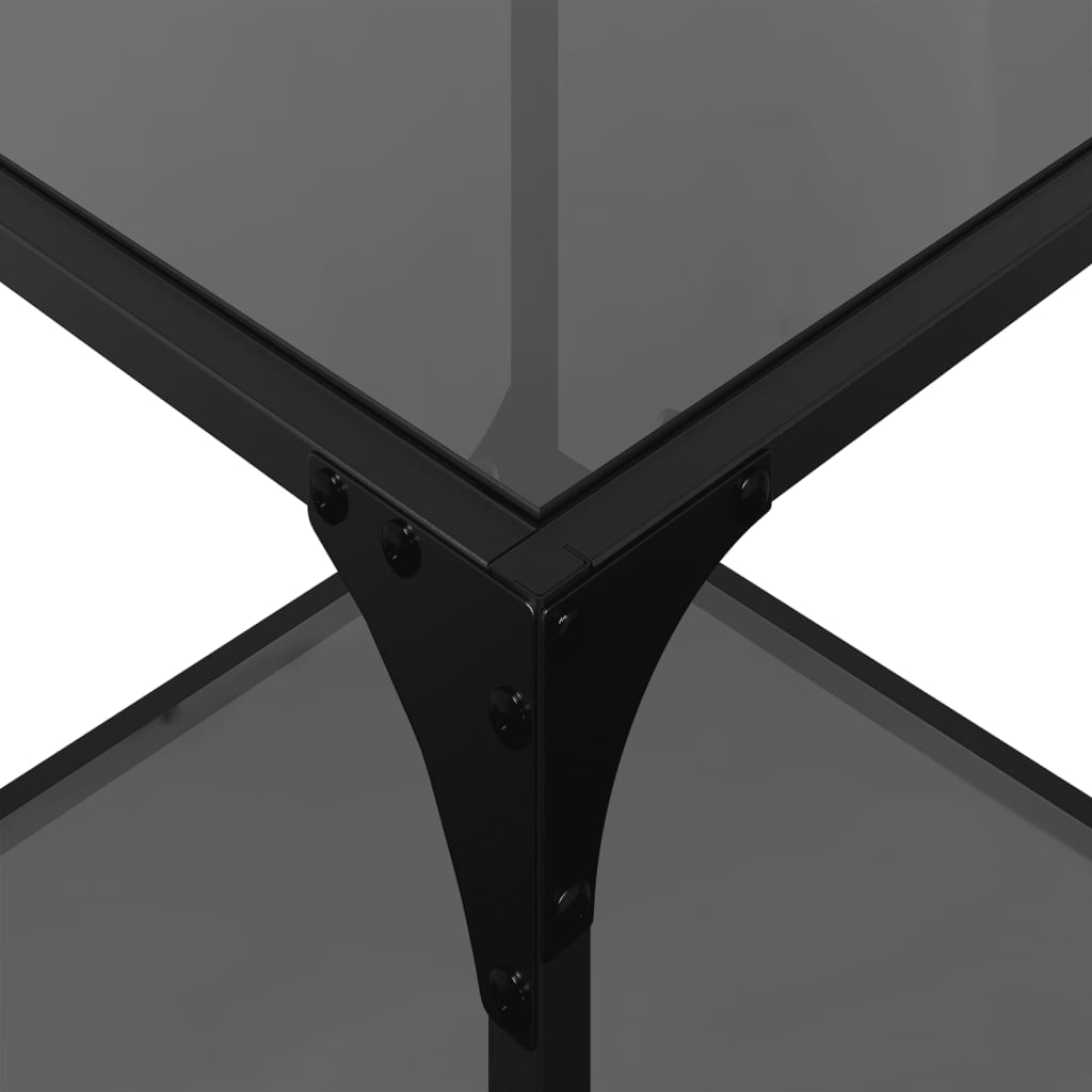 Coffee Table with Glass Top Black Transparent 40 x 40 x 40 cm Steel