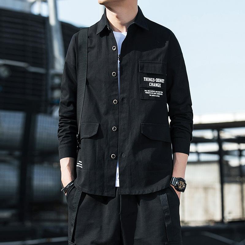 Осенняя новая куртка рубашка мужская мода красивая повседневная модная рубашка мужская рубашка с длинными рукавами пальто с лацканами топ