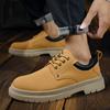 Fashion Fashion Brand Men's Comfortable Lace Up Thick Soled Non Slip Casual Shoes  Autumn Classic Yellow Outdoor Workwear Big Toe Shoes