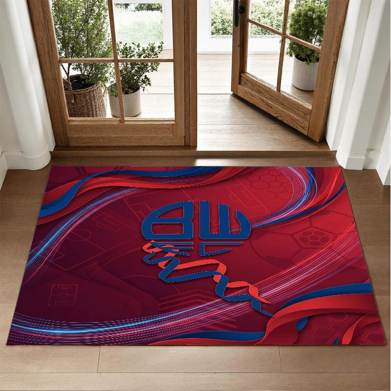 Bolton Wanderers FC Design Crystal Velvet Rug Soft Decorative Mat for Bedroom Entrance