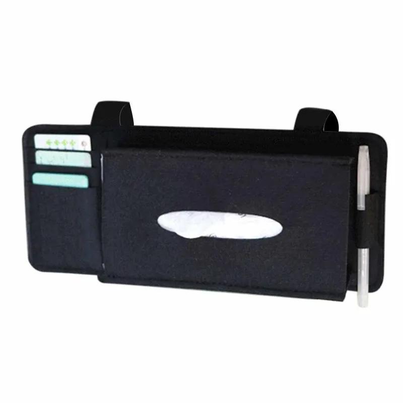 Car Sun Visor Tissue Box Felt Hanging Storage Bag Creative Auto Interior Organizer for Seat Back & Visor