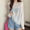 Женская футболка с длинным рукавом свободного кроя из ледяного шелка в корейском стиле для защиты от солнца