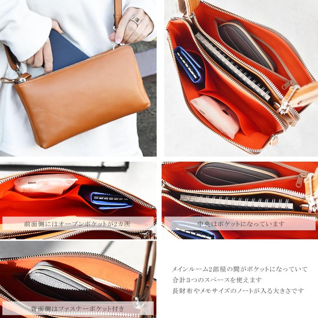 7645-OK Made in Japan Genuine Leather Shoulder Bag for Women, Cowhide Leather Wallet with Double Zipper, Convenient Storage, Popular, Easy to Use,
