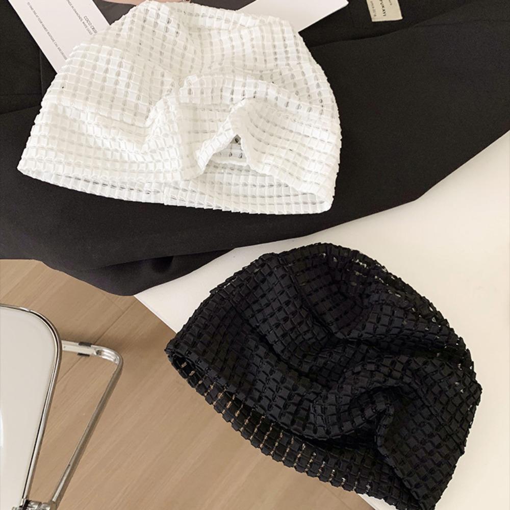 Клетчатая шапка-бини, хлопковая шапка с вырезом, креативная шапка-пуловер для отдыха на природе