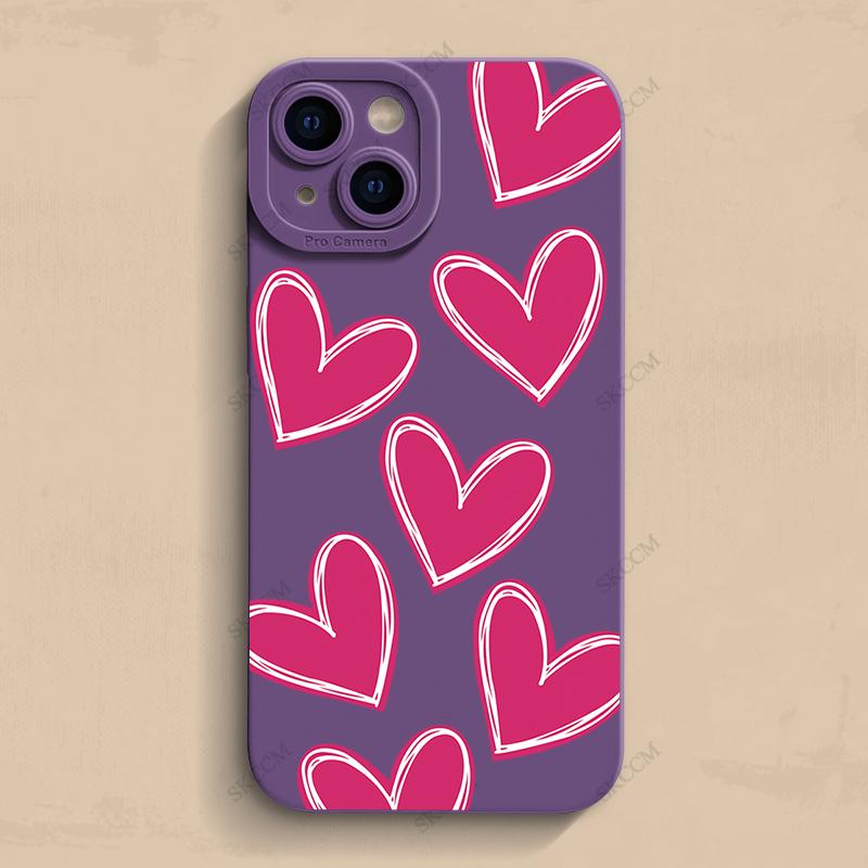Роскошный красный чехол для телефона с сердечком любви из мягкого силикона для iPhone 15 14 13 12 11 Pro Max Mini XR X XS Max 7 8 Plus матовая задняя крышка