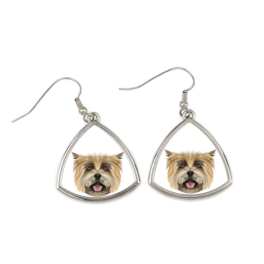 Cairn Terrier -Kolczyki Ze Zdjęciem I Napisem Geometryczne Pies Art-Dog