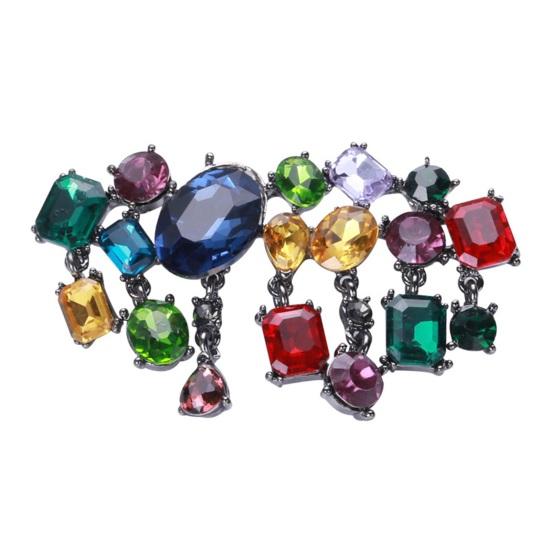 Преувеличенная мода, красочные стеклянные стразы, инкрустированная брошь, элегантный нерегулярный геометрический кардиган, булавка для свитера, свадебная вечеринка, ювелирное изделие, подарок