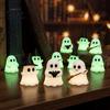 Spooky Halloween Table Decorations Luminous Mini Ghost Figurines, Glow in The Dark Cute PVC Statues Miniature Statue for Micro Landscape, Tiered Tray