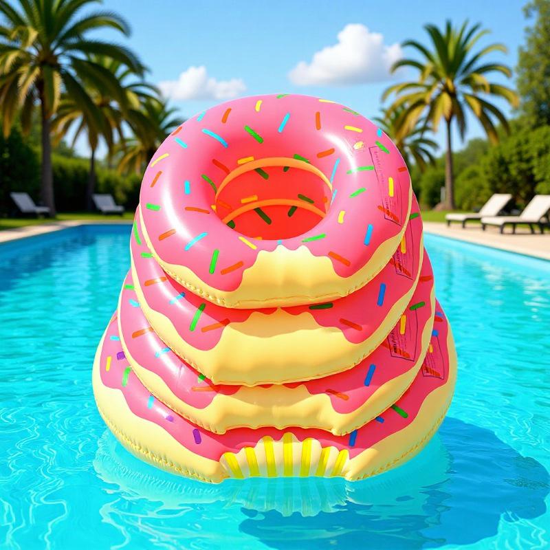 Children's Cartoon PVC Donut Swim Ring Lifebuoy for Water Parks