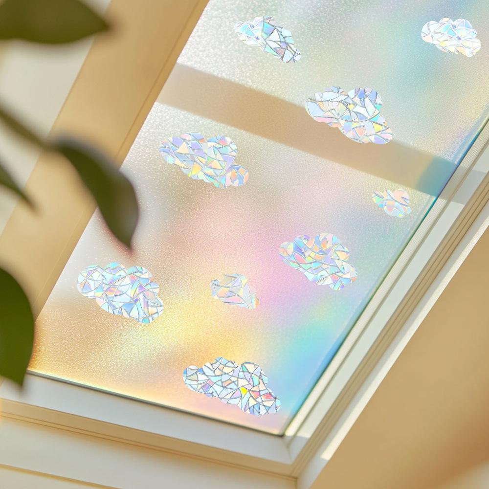 Лазерные цветные облачные стеклянные двери и окна, декоративные наклейки для окон для ландшафтного дизайна дома